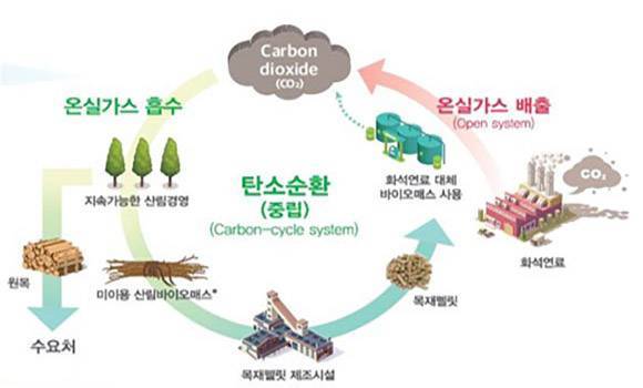 우드펠릿 생산 및 활용 과정 / 출처=산림청