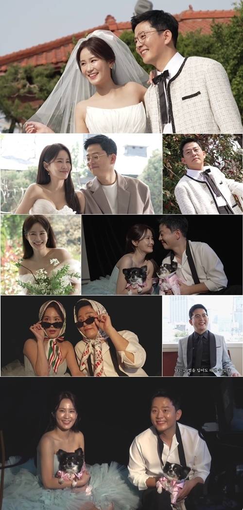 웨딩 촬영에 나선 예비 코미디언 부부 김준호와 김지민이 물오른 미모를 뽐냈다.