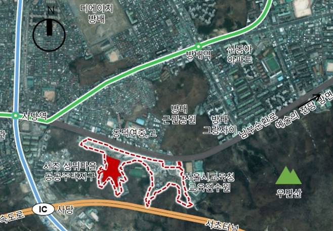 서울 서초구 성뒤마을 위치도. [서울시 제공]