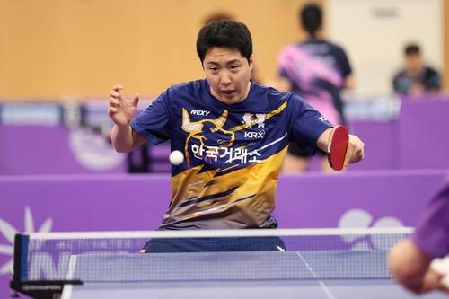 한국거래소 임종훈의 종별선수권 경기 장면 [대한탁구협회 제공. 재판매 및 DB 금지]