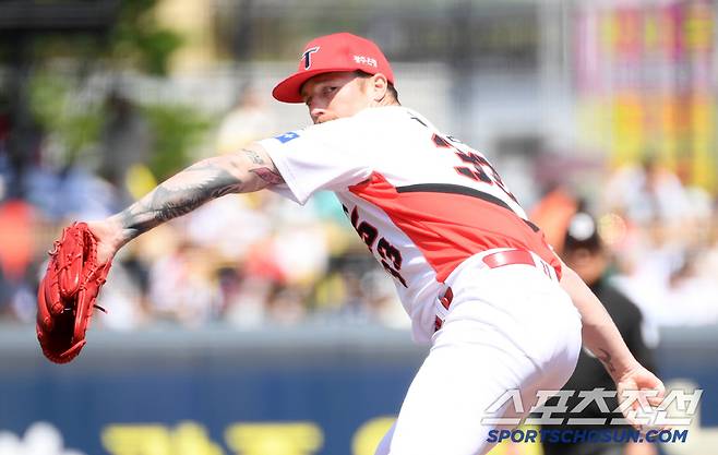 26일 광주 기아챔피언스필드에서 열린 KIA 타이거즈와 LG 트윈스의 경기. KIA 올러가 역투하고 있다. 광주=박재만 기자 pjm@sportschosun.com/2025.04.26/