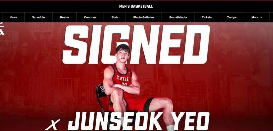 여준석의 합류를 알린 시애틀대 남자농구부. 사진[연합뉴스]