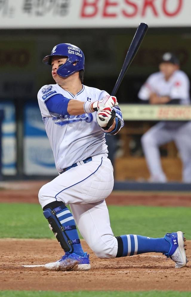 삼성 강민호는 26일 대구 NC전에서 희생플라이로 타점을 올렸다. 사진=삼성 제공