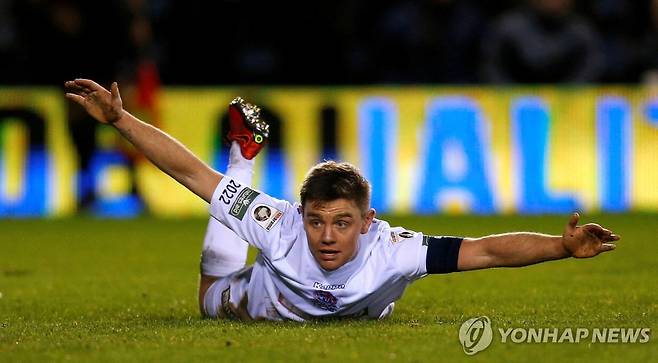 2017년 AFC 필드에서 뛰던 샘 핀리의 모습. FILE PHOTO: Soccer Football - FA Cup Second Round - AFC Fylde vs Wigan Athletic - Mill Farm, Fylde, Britain - December 1, 2017   Sam Finley of Fylde appeals for a penalty   Action Images/Ed Sykes/File Photo