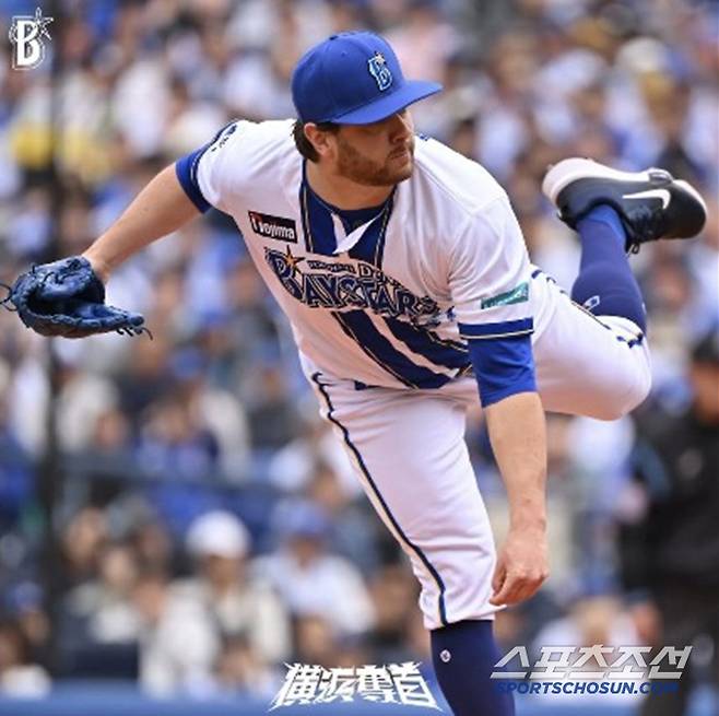 히로시마 선발투수 도코다에게 안타를 맞은 요코하마 선발 케이. 그는 7이닝 무실점 호투로 승리투수가 됐다. 사진캡처=요코하마 베이스타즈 SNS