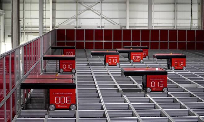 롯데글로벌로지스 진천 풀필먼트 센터 오토스토어 설비 전경