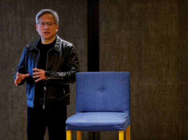 젠승황 엔비디아 최고경영자(CEO)가 2023년 싱가포르에서 열린 미디어 라운드테이블에 참석한 모습. 로이터연합뉴스