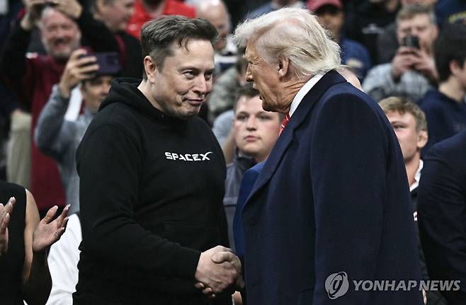 머스크 테슬라 CEO(왼쪽)와 트럼프 미국 대통령 [AFP 연합뉴스 자료사진. 재판매 및 DB 금지]