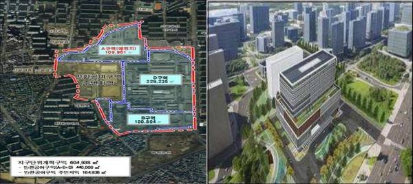 인천 제2의료원 위치도(왼쪽)와 조감도./인천시 제공
