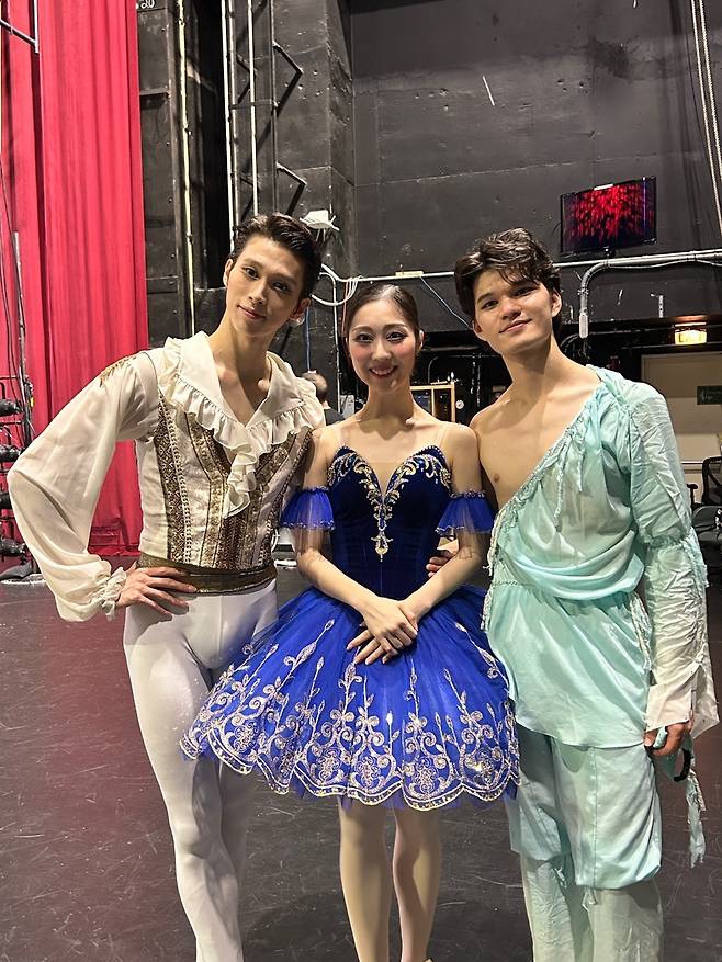 발레리노 전민철(왼쪽부터)과 시니어 파드되 부문에서 1위에 오른 소하은과 성재승(한국예술종합학교 제공)