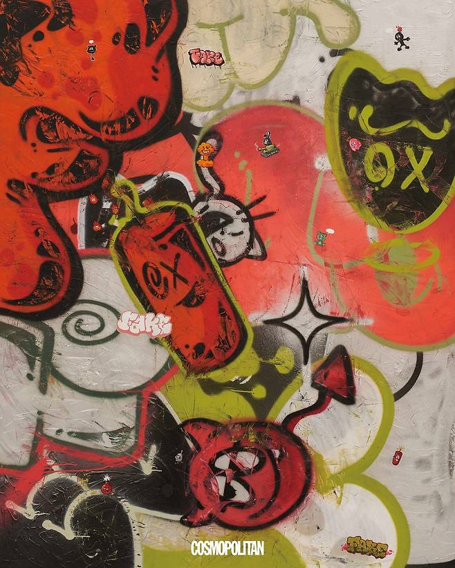 〈Solider Wall〉 Mixed media on canvas, Courtesy of the artist & PKM Gallery.