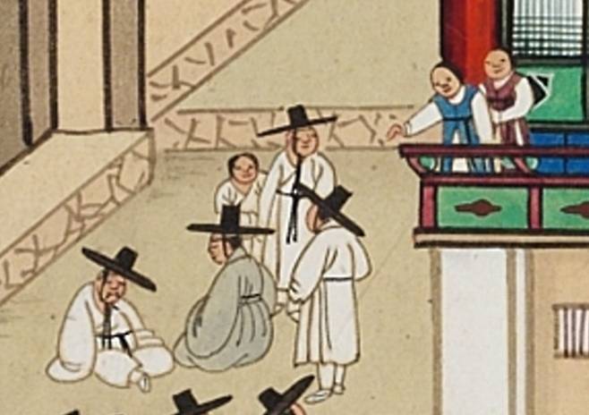 '취객 선비'의 모티프가 된 김홍도의 '평안감사 향연도' 중 일부.