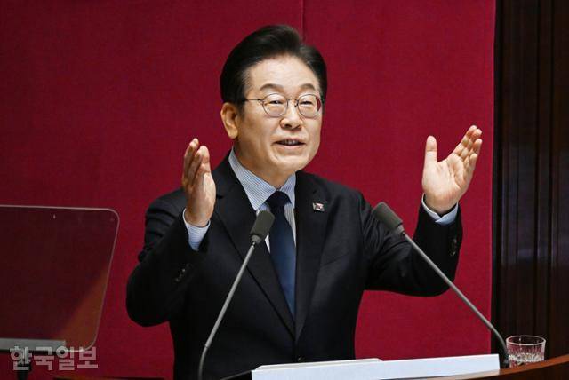 2월 10일 이재명 당시 더불어민주당 대표가 국회 본회의장에서 교섭단체 대표연설을 하고 있다. 고영권 기자