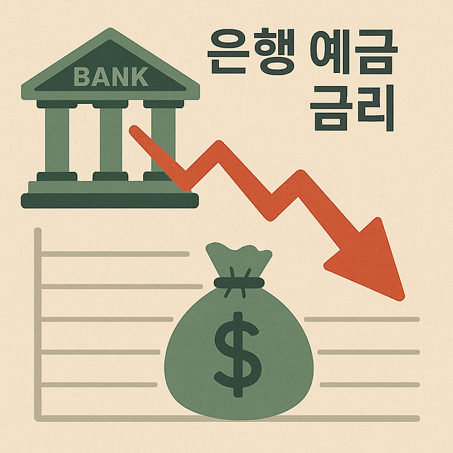 은행 예금 금리가 떨어지는 모습을 AI가 그린 이미지 <사진=챗GPT·달리3>