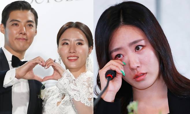 강남·이상화 부부(왼쪽), 이상화. 뉴스1, 연합뉴스 자료사진