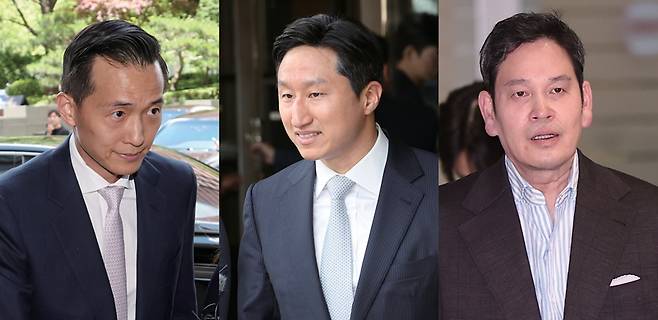 김동관 한화그룹 부회장, 정기선 HD현대 수석부회장, 정용진 신세계그룹 회장 ⓒ뉴시스·연합뉴스