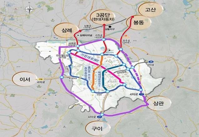 완주·전주 BRT 노선 연장 총괄도 /전주시