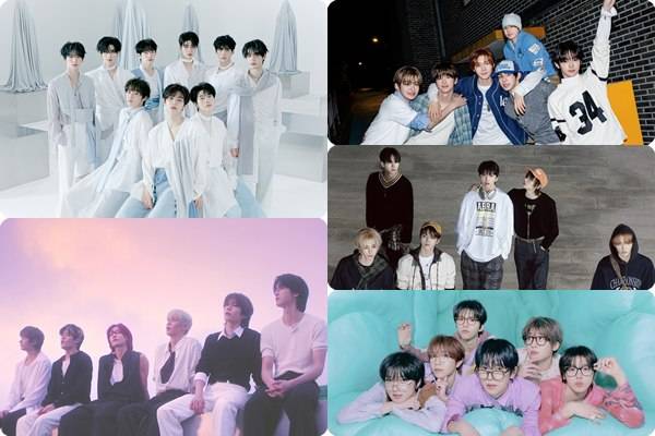 (왼쪽부터 시계방향) 제로베이스원, TWS, 보이넥스트도어, NCT WISH, 라이즈 / 사진=각 소속사