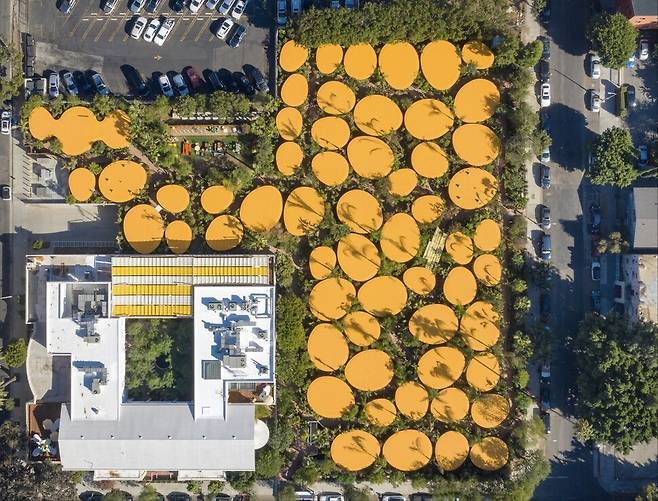 미국 로스앤젤레스(LA) 시내에 자리한 ‘더 프리저브’는 실내 사무실과 실외 사무실(방갈로)로 이뤄져 있다. 노란색이 방갈로다. 더 프리저브 제공