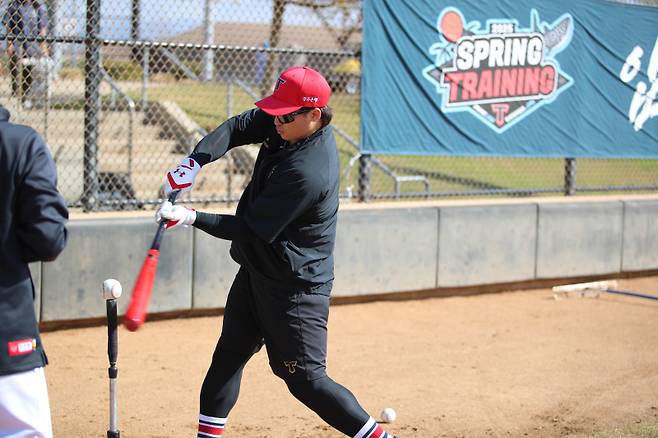 지난 2월 스프링캠프에서 훈련하는 나성범의 모습. KIA 제공