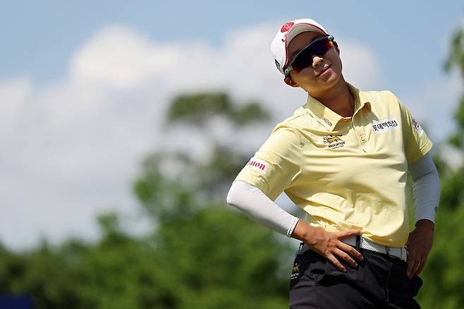 김효주가 28일 열린 LPGA 투어 메이저 대회 셰브론 챔피언십 최종일 4라운드 18번홀에서 포즈를 취하고 있다. AFP연합뉴스