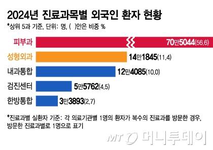 2024년 진료과목별 외국인 환자 현황/그래픽=김지영