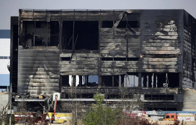 2020년 4월 3일 화재가 발생한 경기 이천시 모가면 물류창고 공사장의 모습/사진=뉴시스