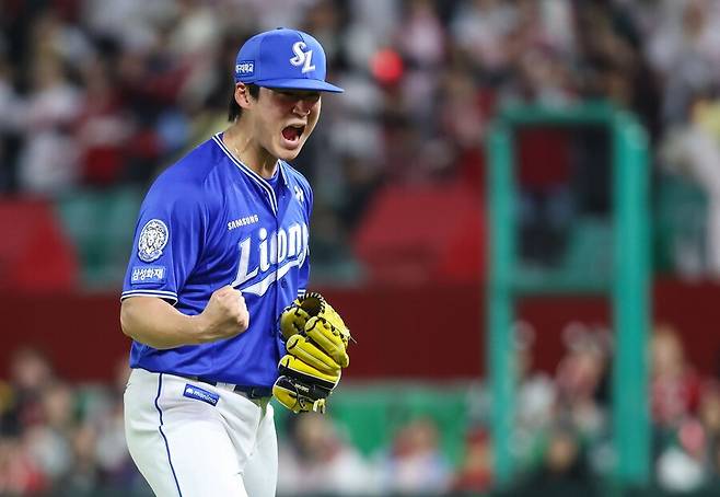 ▲ 7회 위기를 잘 막아내며 팀 승리의 발판을 놓은 이호성 ⓒ삼성라이온즈