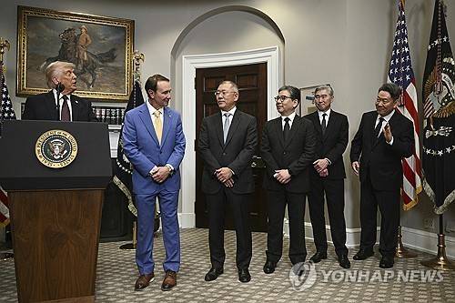 백악관에서 열린 현대차 투자 발표회 [AP=연합뉴스 자료사진. 재판매 및 DB 금지]