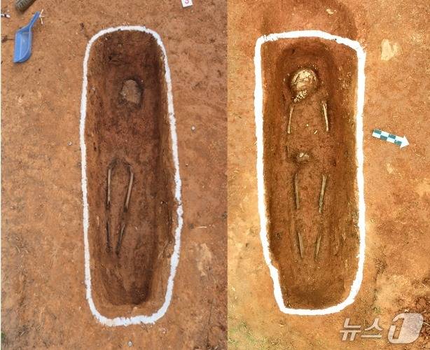 한국전쟁기 전남 영광에서 좌익에 의해 희생된 일가 중 유해 2구의 신원이 유전자 감식 결과 확인됐다. 왼쪽(유해 3호)과 오른쪽(유해 6호)는 모자관계다. (진실화해위 제공)