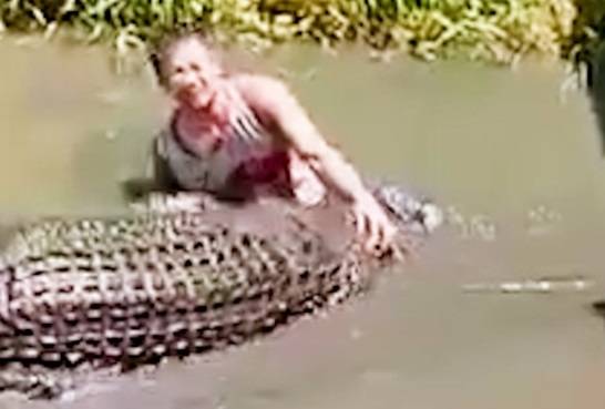 필리핀의 한 동물원에서 관광객이 기념 촬영을 하려다 악어의 공격을 당하는 아찔한 일이 벌어졌다. [사진출처 = 더선]