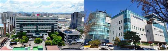 광주 광산구청(왼쪽)과 광산구시설관리공단 전경 ⓒ광산구/광산구시설공단