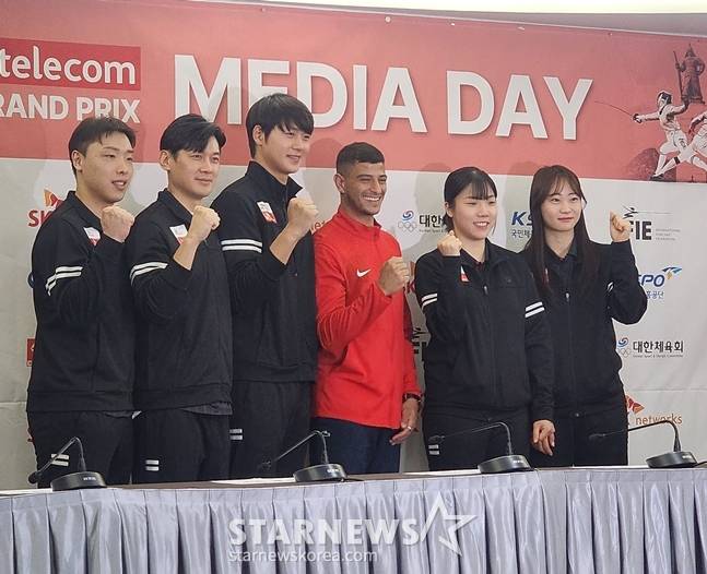 미디어데이에 나선 박상원(왼쪽부터), 구본길, 오상욱, 페르자니, 전하영, 최세빈. /사진=박수진 기자