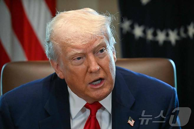 도널드 트럼프 미국 대통령이 30일(현지시간) 워싱턴DC 백악관에서 각료회의를 주재하고 있다. ⓒ AFP=뉴스1 ⓒ News1 류정민 특파원