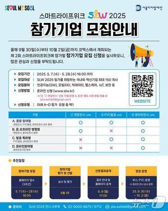 스마트라이프위크(SLW) 2025 참가기업 모집 홍보 포스터.