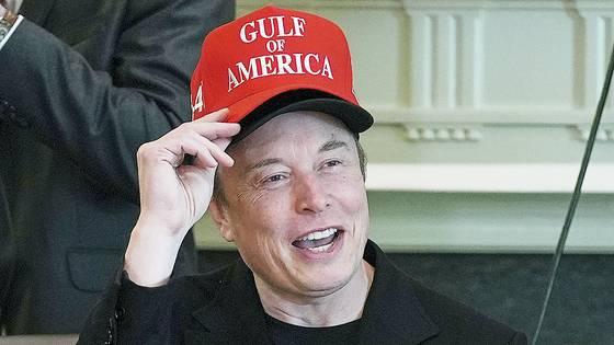 미국 정부효율부(DOGE)를 이끌고 있는 일론 머스크 테슬라 최고경영자(CEO가 지난달 30일(현지시간) 워싱턴 DC 백악관에서 열린 각료 회의에서 발언하고 있다. AP=연합뉴스