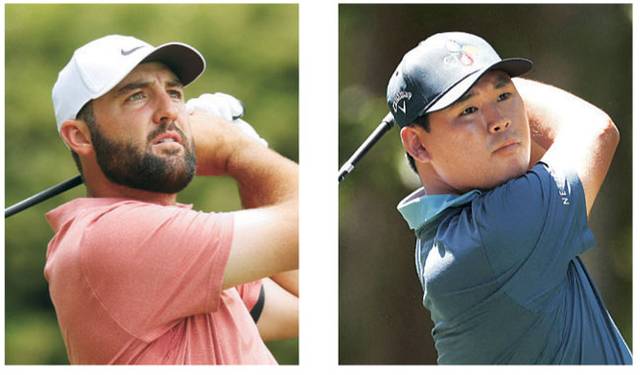 스코티 셰플러(왼쪽)와 김시우.