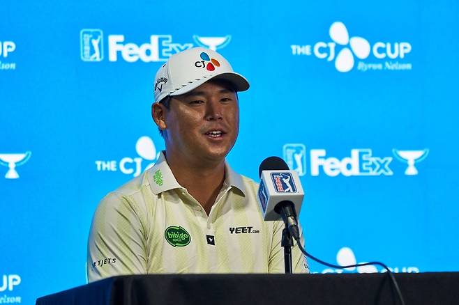 기자회견하는 김시우. [CJ그룹 제공. 재판매 및 DB 금지]