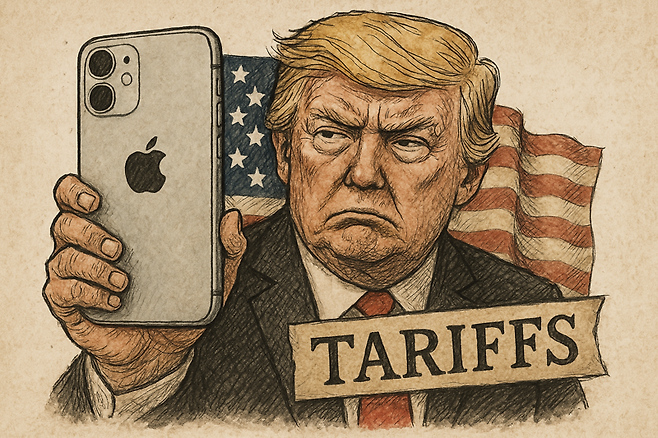 애플이 트럼프 행정부의 관세 정책으로 올해 4~6월 비용이 9% 늘어날 전망이라고 밝혔다. 이미지=챗GPT 이미지젠 생성