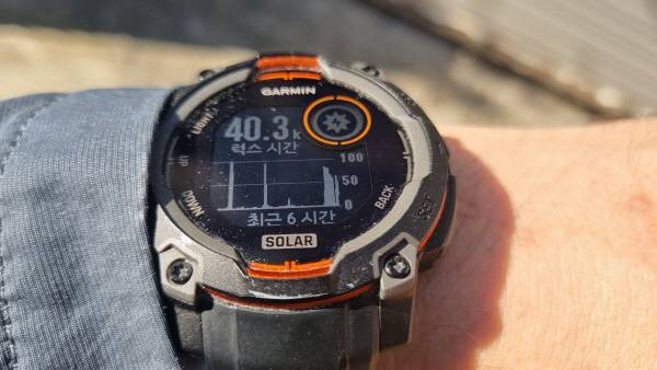 지난달 23일 40.3 럭스 시간의 태양광을 충전했다. 정옥재 기자