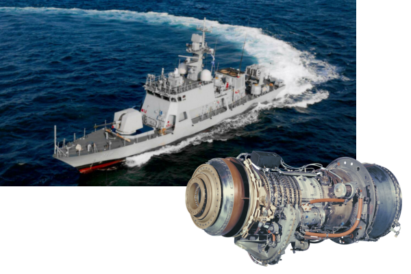 신형 고속정 참수리 211호정과 LM500 가스터빈 <사진=GE에어로스페이스>