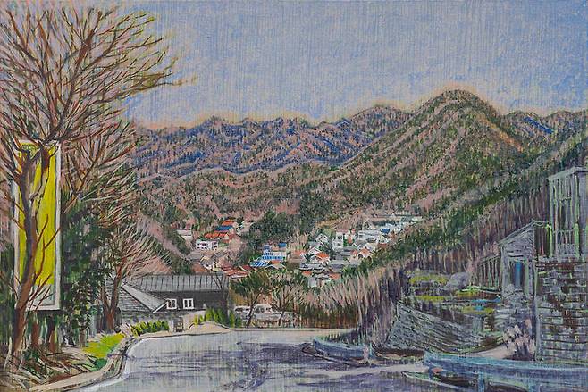 민정기 〈벗고개〉2024 Oil on canvas 61 x 90.3 cm Courtesy of the artist and Kukje Gallery 사진: 전병철 이미지 제공: 국제갤러리 *재판매 및 DB 금지