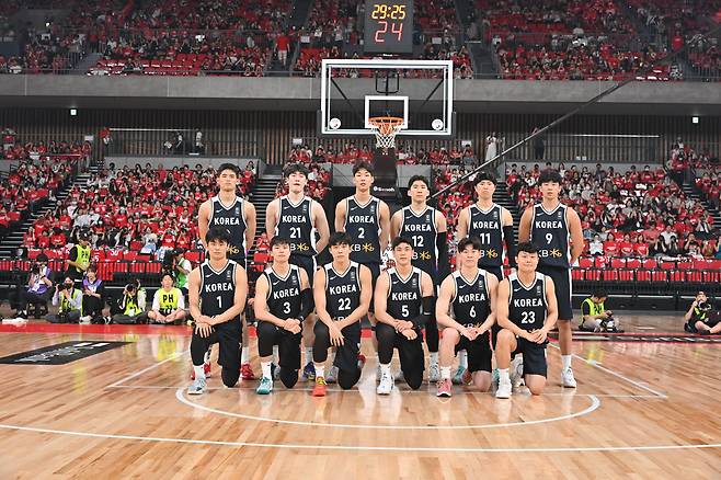 지난해 7월 일본 원정 평가전에 나선 남자농구대표팀 [연합뉴스 자료]