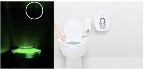 변기 물 내릴 때 비산물질 92㎝ 높이까지 확산 [유한킴벌리 제공]