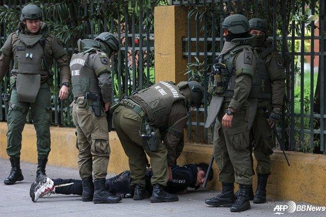 콜로콜로와 포르탈레자 경기 전 충돌 사건 중. /AFPBBNews=뉴스1