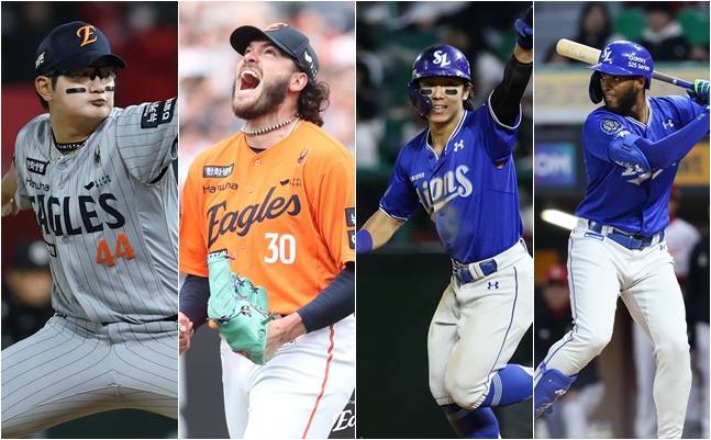 김서현(왼쪽부터), 폰세, 김성윤, 디아즈. /사진=한화 이글스, 삼성 라이온즈 제공