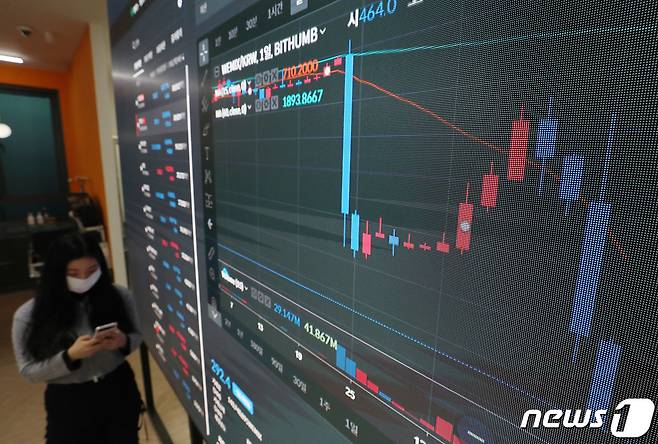 8일 오전 서울 서초구 빗썸 고객지원센터에 위믹스 시세가 표시되고 있다.  2022.12.8/뉴스1 ⓒ News1 박세연 기자
