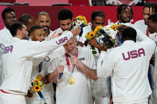 2021년 8월 미국의 도쿄 올림픽 남자 농구 금메달 획득 당시 포퍼비치 감독. 사진[AP=연합뉴스]