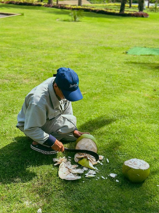 코코넛 따기 체험 / 사진=권효정 여행 + 기자