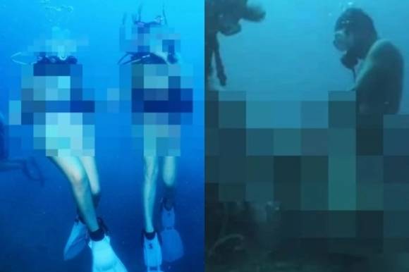 최근 태국이 해양 생태계를 보호하기 위해 수중 촬영에 대한 엄격한 규정을 도입한 가운데, 나체 상태로 움직이고 산호초 위에서 성관계를 하는 다이버들의 모습이 담긴 영상들이 온라인상에 퍼져 논란이 일고 있다. 현재는 삭제된 상태. [엑스(옛 트위터) 캡처]